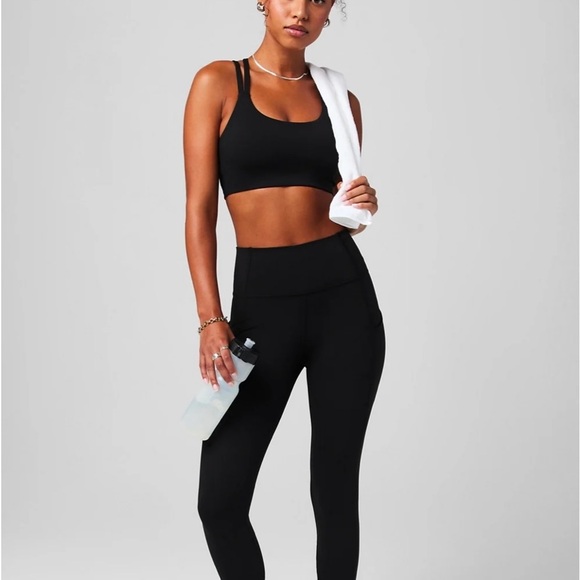 Fabletics Oasis PureLux High waisted 7/8 Women's Black Leggings - Picture 2 of 4